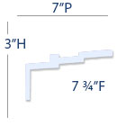 New York 3-Step Crown Molding profile diagram with 7-inch Projection, 7¾-inch Fascia, and 3-inch Height