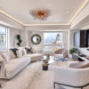 Installed Lighting Cove Molding for Indirect Lighting creating soft perimeter ceiling illumination in a bright contemporary living room.