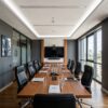 Installed San Jose Molding for Indirect Lighting creating soft perimeter ceiling illumination in a modern conference room.
