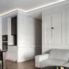 Installed Miami Art Deco Crown Molding for LED's creating soft indirect ceiling lighting in a refined contemporary interior.