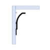 Silhouette installation diagram of Miami Art Deco Crown Molding for LED's showing the molding profile mounted at the wall and ceiling with concealed LED placement.
