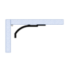 Silhouette installation diagram of Miami Art Deco Crown Molding for LED's showing the molding profile mounted at the wall and ceiling with concealed LED placement near the ceiling.