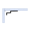 Silhouette installation diagram of New York 2-Step Crown Molding for LED's showing the stepped molding profile mounted at the wall and ceiling with concealed LED placement.