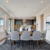 Installed Los Angeles 3-Step Crown Molding creating a bold stepped ceiling detail in a bright contemporary dining area.