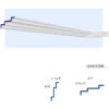 Product image of Los Angeles 3-Step Crown Molding with profile illustration and reversible dimension options showing 8 inch projection by 3-13/16 inch height or 3-13/16 inch projection by 8 inch height.