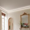 Installed Miami 2-Way Molding for Indirect Lighting creating soft perimeter ceiling illumination in an elegant traditional interior.