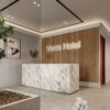 San Francisco Modern Molding for LED's creating perimeter lighting above a contemporary hotel reception area