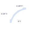 1/4 Round Cove Crown Molding profile with 6 3/8-inch Projection, 9-inch Fascia, and 6 3/8-inch Height