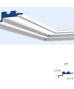 New York 2-Way / 3-Step Molding for Indirect Lighting shown with its stepped profile and labeled dimensions