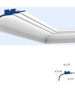 Miami 2-Way / 2-Step Molding for Indirect Lighting: 8½-inch Projection, 9½-inch Fascia, 4¾-inch Height.